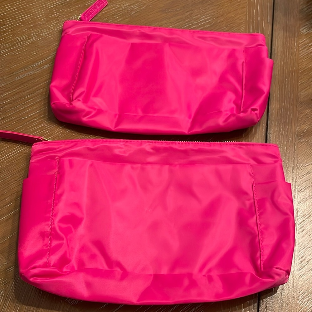 NWOT Sonia Kashuk cosmetic bag, pink, pockets on outside, set of 2